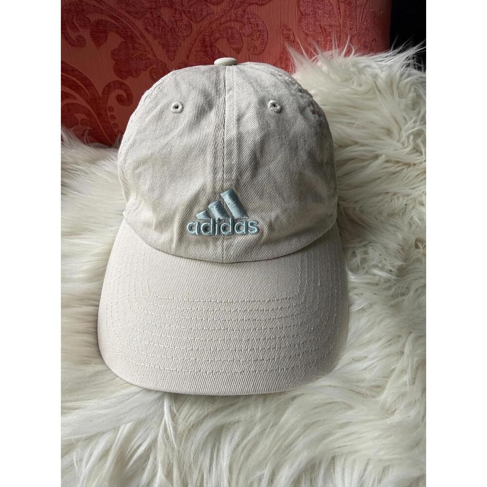 Adidas Light Beige Baseball Cap with Light Blue Logo